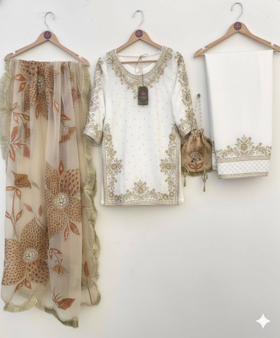 The Ivory Celestial Botanical Gharara
